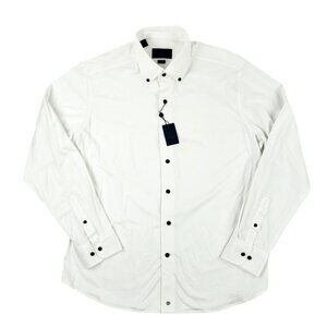 NEW David Donahue Fusion Dress Shirt 17 L/XL Luxury Solid White Cotton MSRP $145